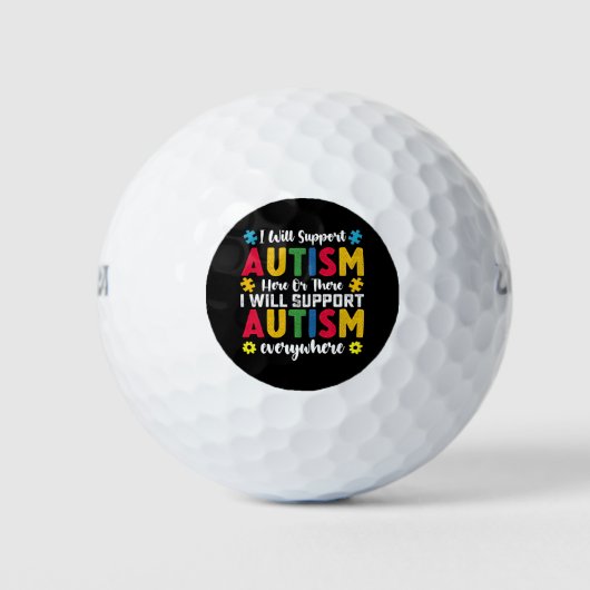 Ik zal autisme hier of daar autisme ondersteunen golfballen (Voorkant)