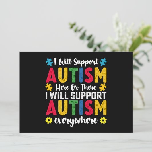 Ik zal autisme hier of daar autisme ondersteunen kaart (Staand voorkant)