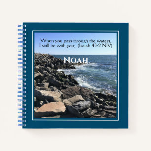 Ik zal bij je zijn foto van Ocean Bible Verse Notitieboek