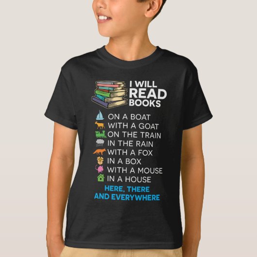 Ik zal boeken lezen op een boot en overal waar ik  t-shirt (Voorkant)