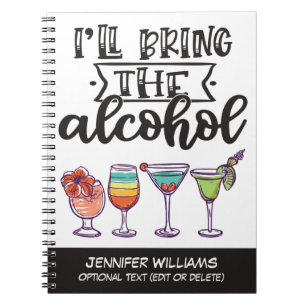Ik zal de alcoholkleurige cocktails leuk maken notitieboek