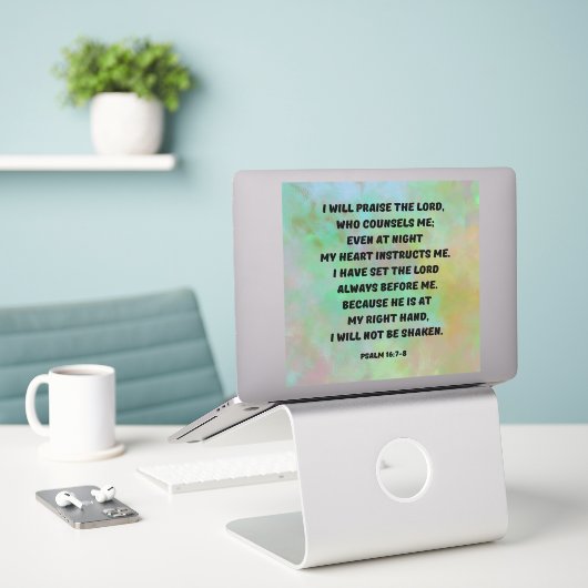 Ik zal de Lord Bible Verse Laptop prijzen Sticker (Laptop op bureau)