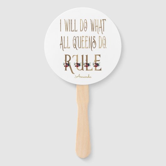 IK ZAL DOEN WAT ALLE KONINGINNEN DOEN REGEL monogr Handwaaier (Achterkant)