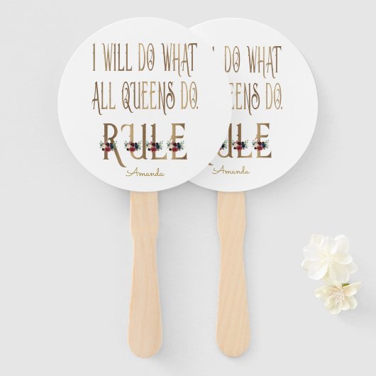 IK ZAL DOEN WAT ALLE KONINGINNEN DOEN REGEL monogr Handwaaier (Voorkant en achterkant)