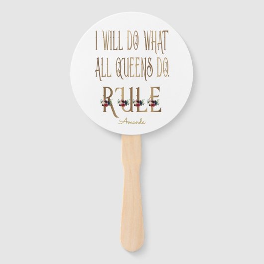 IK ZAL DOEN WAT ALLE KONINGINNEN DOEN REGEL monogr Handwaaier (Voorkant)