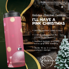Ik zal een Roze Kerst Holiday Thermische Tumbler H Thermosbeker