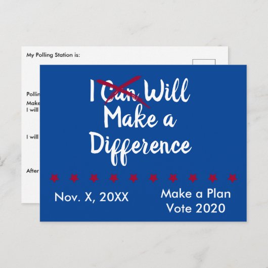 Ik zal een verschil maken in persoonlijke stemheri briefkaart (Voorkant / Achterkant)