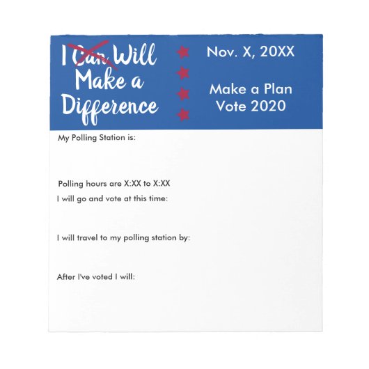 Ik zal een verschil maken in persoonlijke stemheri notitieblok (Voorkant)