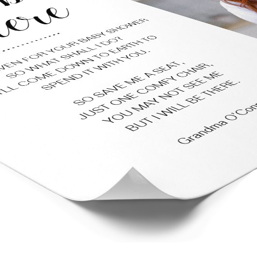 Ik zal er foto Memorial Seat Baby shower Poster (Hoek)