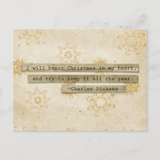 Ik zal geen kerst Charles Dickens Sneeuwvlok Feestdagenkaart (Voorkant)