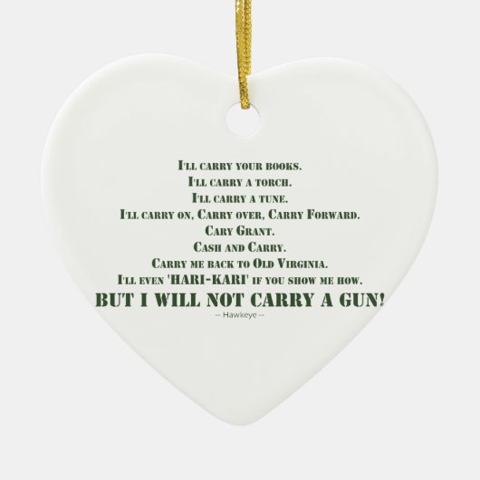 Ik zal geen Pistool dragen Keramisch Ornament (Voorkant)