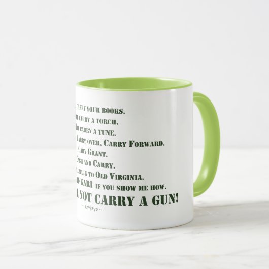 Ik zal geen Pistool dragen Mok (Voorkant rechts)