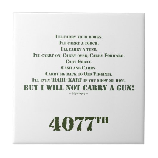 Ik zal geen Pistool dragen Tegeltje (Voorkant)