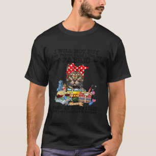 Ik zal geen stof Schattigee kat naaien quilten kop T-shirt