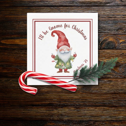 Ik zal Gnome zijn voor Kerstmis Waterverf Kleurrij Servet