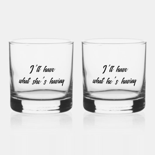 Ik zal hebben wat hij grappig script heeft whisky glas (Voorkant)