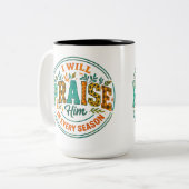 Ik zal hem prijzen... tweekleurige koffiemok (Voorkant links)