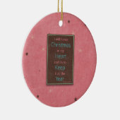 Ik zal het kerstroze bruine design eer bewijzen keramisch ornament (Rechts)