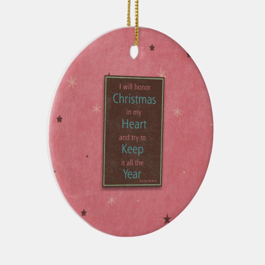 Ik zal het kerstroze bruine design eer bewijzen keramisch ornament (Rechts)