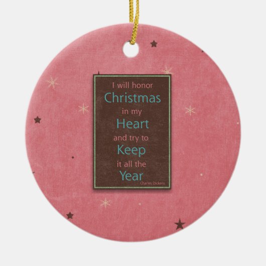 Ik zal het kerstroze bruine design eer bewijzen keramisch ornament (Voorkant)