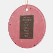 Ik zal het kerstroze bruine design eer bewijzen keramisch ornament (Links)