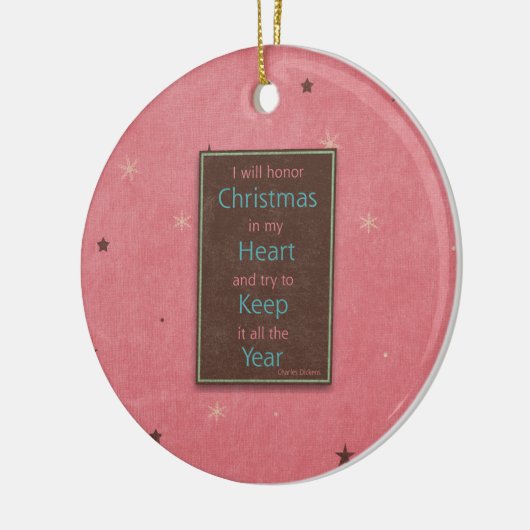 Ik zal het kerstroze bruine design eer bewijzen keramisch ornament (Links)