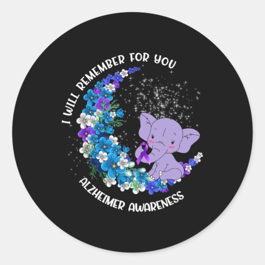 Ik zal het voor je onthouden Alzheimer Awareness E Ronde Sticker (Voorkant)