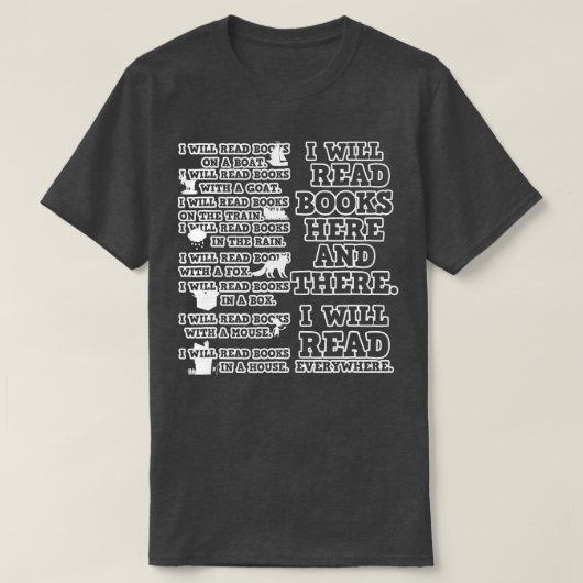 Ik zal hier boeken lezen en er cadeautjes uitlezen t-shirt (Design voorkant)