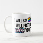 Ik zal homo zeggen en transjeugd beschermen koffiemok (Links)