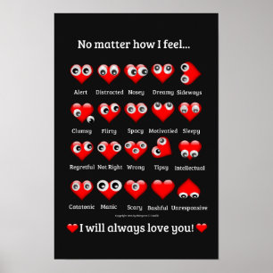 Ik zal je altijd liefhebben Hart Gezichten Emoties Poster