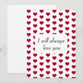 Ik zal je altijd liefhebben rode hart  feestdagenkaart (Voorkant / Achterkant)