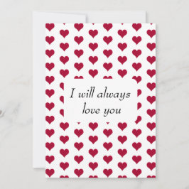 Ik zal je altijd liefhebben rode hart feestdagenkaart