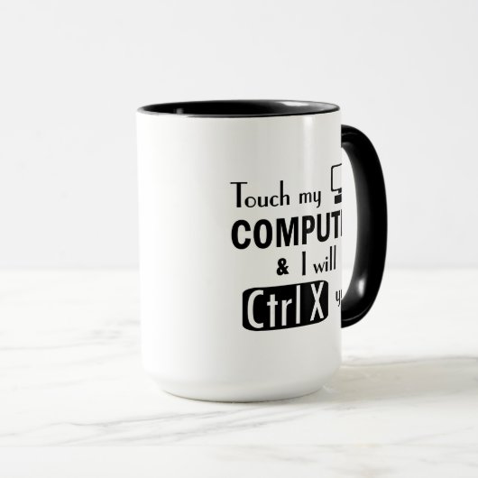 Ik zal je CTRL X Grapny Computer Geek knippen Mok (Voorkant rechts)