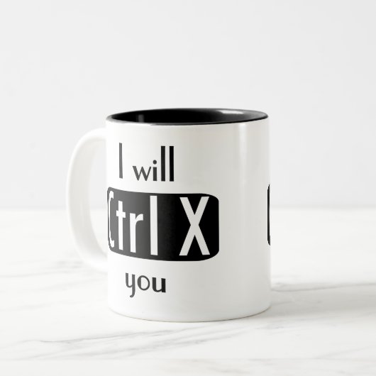 Ik zal je CTRL X Grapny Computer Geek knippen Tweekleurige Koffiemok (Voorkant links)