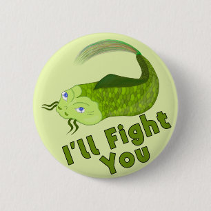 Ik Zal Je Grappig Vissen Bestrijden Ronde Button 5,7 Cm
