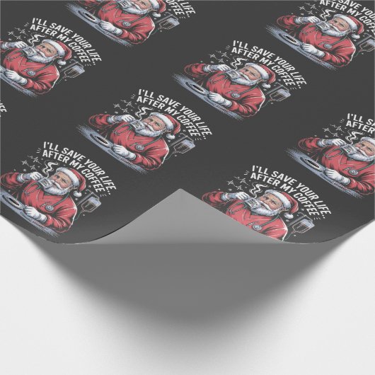 Ik zal je leven redden na mijn Kerstkoffie  Cadeaupapier (Hoek)