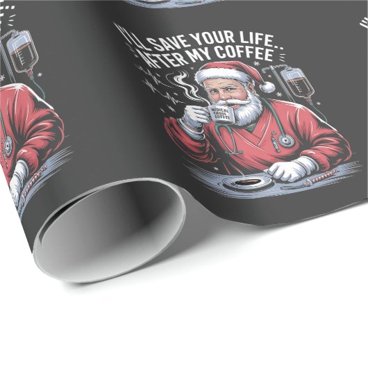 Ik zal je leven redden na mijn Kerstkoffie  Cadeaupapier (Rol Hoek)