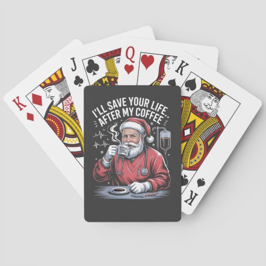 Ik Zal Je Leven Redden Na Mijn Kerstkoffie Pokerkaarten (Achterkant)