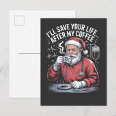 Ik Zal Je Leven Redden Na Mijn Kerstkoffie Uitnodiging Briefkaart (Voorkant / Achterkant)