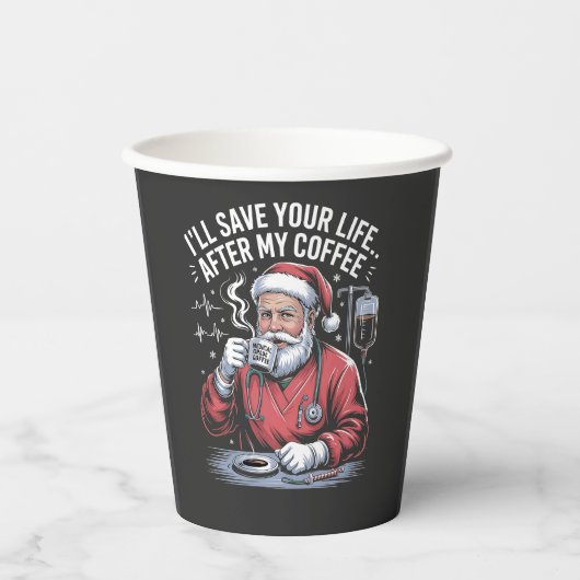 Ik zal je leven redden na mijn koffie Kerstmis Papieren Bekers (Voorkant)