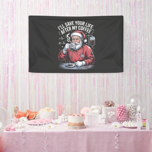 Ik zal je leven redden na mijn koffie Kerstmis Spandoek (Feest)