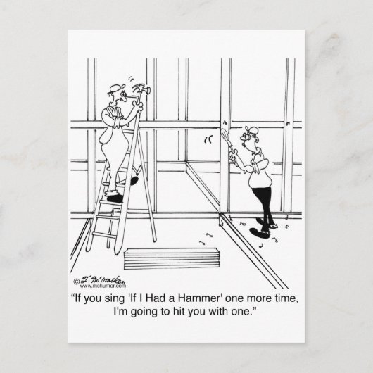 Ik zal je met een hamer slaan als je zingt als ik  briefkaart (Voorkant)