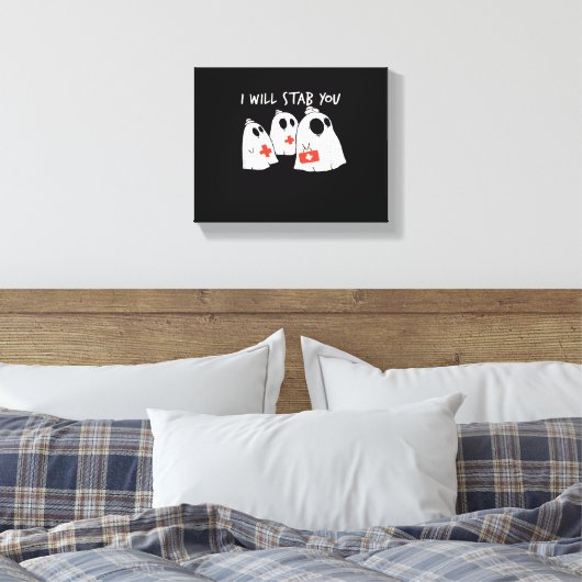 Ik zal je neersteken Ghost Nurse Funny RN Hallowee Canvas Afdruk (Insitu (Slaapkamer))