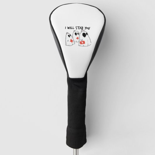Ik zal je neersteken Ghost Nurse Funny RN Hallowee Golfheadcover (Voorkant)