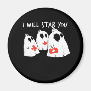 Ik zal je neersteken Ghost Nurse Funny RN Hallowee Magneet