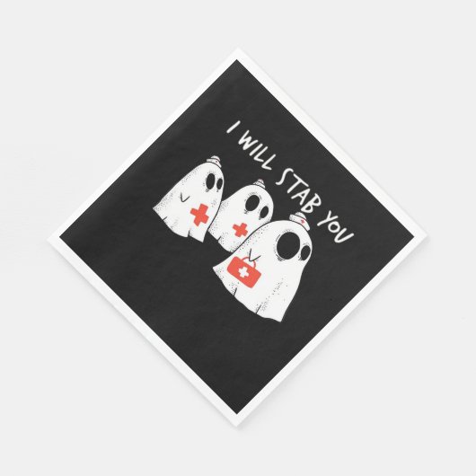 Ik zal je neersteken Ghost Nurse Funny RN Hallowee Servet (Hoek)