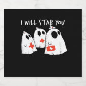 Ik zal je neersteken Ghost Nurse Funny RN Hallowee Sparkling Wijnetiket (Enkel label)