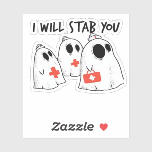 Ik zal je neersteken Ghost Nurse Funny RN Hallowee Sticker (Vel)