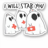 Ik zal je neersteken Ghost Nurse Funny RN Hallowee Sticker (Voorkant)