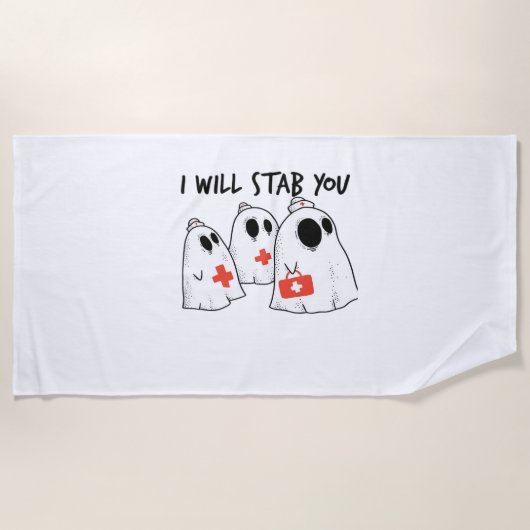 Ik zal je neersteken Ghost Nurse Funny RN Hallowee Strandlaken (Voorkant)